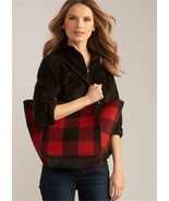 Large Plaid Tote Bag Purse Black Red with Faux Leather Shoulder Straps 1... - £38.91 GBP