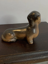 Vintage black &amp; brown bone china dachshund dog figure 2.5&quot; tall - $7.60