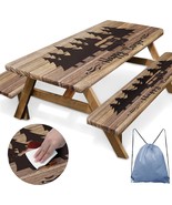 Picnic Table Cover With Bench Covers Elastic Edges, Wooden Camper Fitted... - $37.95