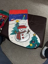  Felt Christmas Stocking Snowman and Trees 19” - £7.82 GBP