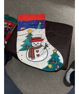  Felt Christmas Stocking Snowman and Trees 19” - £7.78 GBP