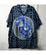 VLVWATV Shirt Men XL Dragon Warrior Print Short Sleeve Button Front Club... - $19.33