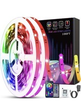 100’ RGB Led Lights for Bedroom Music Sync Color Changing Remote App Con... - £7.88 GBP