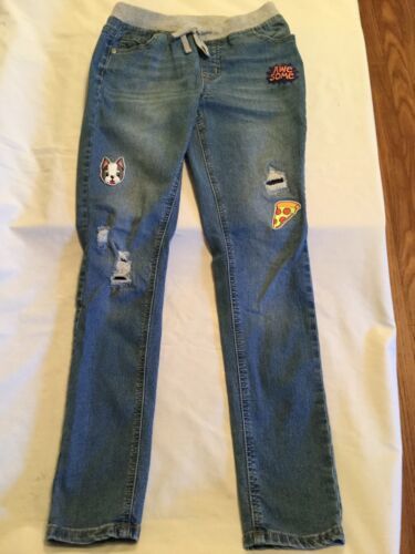 Primary image for Justice jeans Size 12 simply low super skinny distressed knit waist pants blue