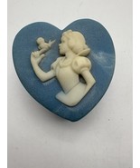 Soapstone Snow White Trinket Blue Aqua Box- Cameo Style Heart Shape EUC - $27.77 CAD