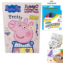 9Pc Peppa Pig Coloring Book Kit Washable Markers Drawing Activities Set ... - $14.24