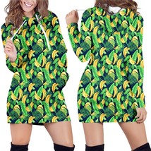 Women Sweatwear Green Leaves Banana High Quality 3d Print Oversized Hooded Dress - £67.53 GBP