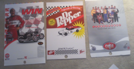 Set of 3 Cardboard Store Display Posters Racing NASCA 2 Coca-Cola  1 Dr Pepper - £1.75 GBP