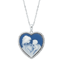 18&quot; Mother &amp; Child Heart Necklace with Crystals - £30.79 GBP