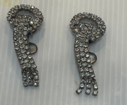 Vintage MUSI Crystal Rhinestone SHOE CLIPS Large Stones 50&#39;s Shoe Bling - $209.88 MXN
