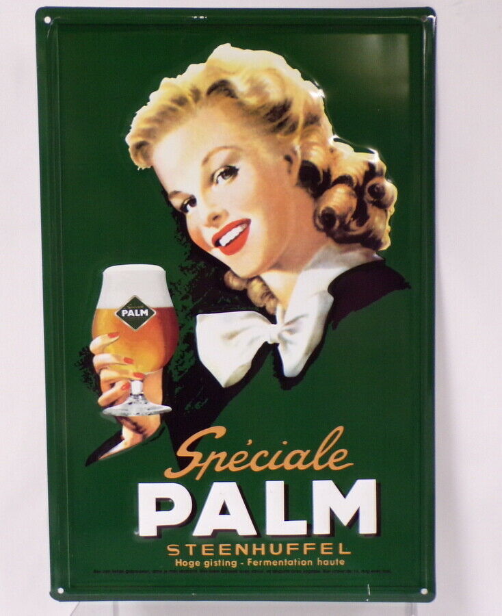 Primary image for ORIGINAL Vintage 12x17" Palm Steenhuffel Beer Bar Restaurant Tin Sign