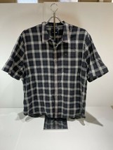 Men&#39;s True Religion Slim Fit Shirt  Black Plaid Short Sleeve Single Pock... - £19.54 GBP