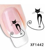 Nail Art Water Transfer Sticker Decal Stickers Pretty Flowers Cat Black ... - $3.09