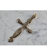 Womens Vintage Estate 10k Gold CZ Religious Crucifix Cross Pendant 11.4g... - $1,435.50