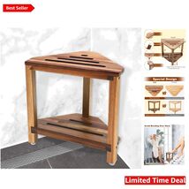Non-Slip Triangular Shower Stool - Acacia Wood Foot Rest for Comfort &amp; S... - $74.20