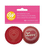 Wilton Red Pink Love Hearts Valentines Day 50 Ct Mini Baking Cups Liners - £2.90 GBP
