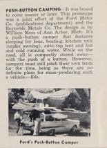 1958 Print Ad Ford&#39;s Push Button Campers William Moss Ann Arbor,MI Design - $8.98