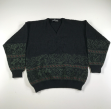 Vintage TED LAPIDUS Pullover Herren Groß XL Schwarz Grün Rot Blumenmuster - $34.64