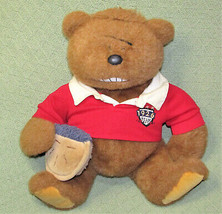 Lands End Gund Teddy Plush 16&quot; Vintage 1996 Kodiak Bear Rugby Detachable Pie Toy - £17.98 GBP