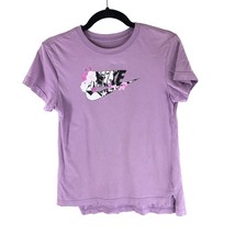 Nike The Nike Tee Girls Shirt Floral Logo Crew Neck Purple L - £6.26 GBP