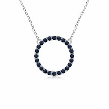 ANGARA Blue Sapphire Open Circle Eternity Pendant in 14K Solid Gold | 18&quot; Chain - £560.42 GBP