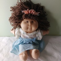 Vintage Mattel Cabbage Patch Kids Brown Hair Eyes Girl Doll w Blue Dress... - £10.27 GBP