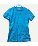 Landau Women&#39;s Bright Blue Scrub Top with Stretch, X-Small NWT - $18.28 CAD
