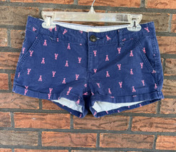 Size 7 Lobster Shorts Navy Blue Pink Stretch Bottoms Front Pockets Zippe... - $4.75