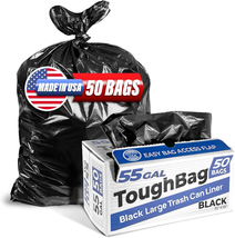 55 Gallon Trash Bags, 55-60 Gallon Trash Bags Heavy Duty (50 COUNT) - Large Blac - £25.30 GBP