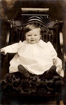 RPPC Sweetest Baby Bright Eyes Antique Chair c1910 Postcard Z19 - £7.95 GBP