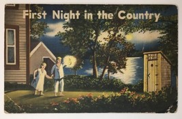 Humor Postcard First Night In The Country - Man/Woman Outhouse 1938 vtg ... - $5.00