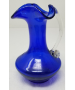 Creamer Pitcher Blue Dew Drop Lilly Pad Smooth Glass Mid Century Modern ... - £15.53 GBP