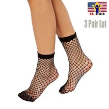 3 Paar Damen Schier Mode Sexy Strumpf Strümpfe Netz Schwarz Fischnetz Söckchen - £6.68 GBP