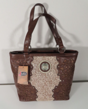 Justin Boots Ladies Leather Purse Concealed Carry Brown Tan Lace Rodeo W... - $59.35