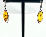 1.5&quot; Baltic Amber Teardrop Earrings Set in 925 Sterling Silver w/Missing... - $25.73