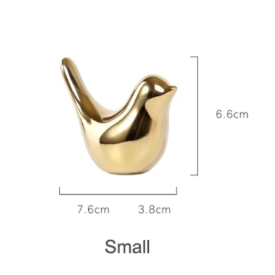 Bird Figurine 4 Sizes Nordic Ceramic Gold Animal Statue Jewelry Home S - $9.26