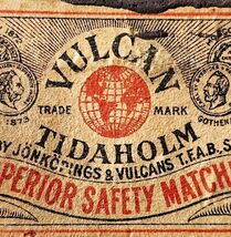 Vulcan Tidaholm Superior Safety Matches Empty Box Sweden Antique E22 - $17.36 CAD