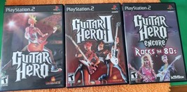 THREE GAMES, PS2 Guitar Hero 1 and 2, Encore Rocks the 80s CIB Complete in Box  - £19.45 GBP