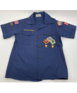 SD Boy Scouts of America BSA Youth Shirt Blue Size 12 w 11 x Sewn on pat... - $23.75