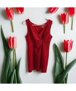 Coldwater Creek Size 10 Sheath Dress Red Textured Sleeveless Knee Length... - $25.73