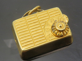 BEAU 925 Sterling Silver - Vintage Shiny Gold Plated Radio Pendant - PT9597 - £26.67 GBP