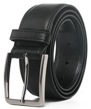BLACK Men&#39;s Leather Dress Belt with Single Prong Buckle Belts 1.5 inch Wide - £15.58 GBP