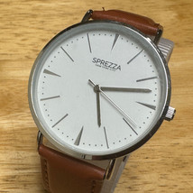 Unused Sprezza Quartz Watch Men Silver White Slim Design Analog New Battery - $21.84
