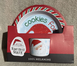 Cookies &amp; Milk for Santa Child Plate &amp; Mug Cup Set Melamine Wares New - $16.99