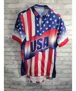 Men Large USA 1/4 Zip Cycling Jersey Bike Shirt Red White Blue 3 back po... - $34.45 CAD