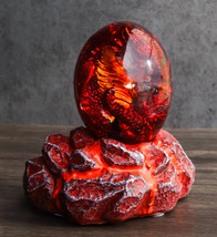Red Dragon In Acrylic Glass Egg With Blue Crystals And LED Lava Rock Bases - £28.76 GBP