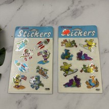 Vintage 90s Chrome Stickers NOS Lot of 2 Dinosaurs Space Astronaut Beach... - $24.74