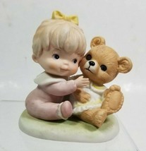 HOMCO Girl with Teddy Bear 1424 Blonde Baby Figurine - £4.71 GBP
