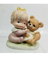 HOMCO Girl with Teddy Bear 1424 Blonde Baby Figurine - £4.79 GBP