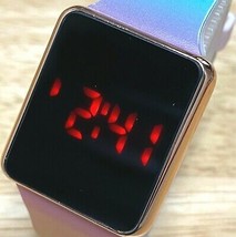 Accutime Rose Gold Modern Rectangle Touch Red LED Digital Quartz Watch~New Batt - £9.45 GBP